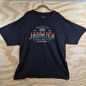 Pier 27 Vintage Jamaica Mens XXL Black Graphic T Shirt Rasta Reggae Cotton Tee